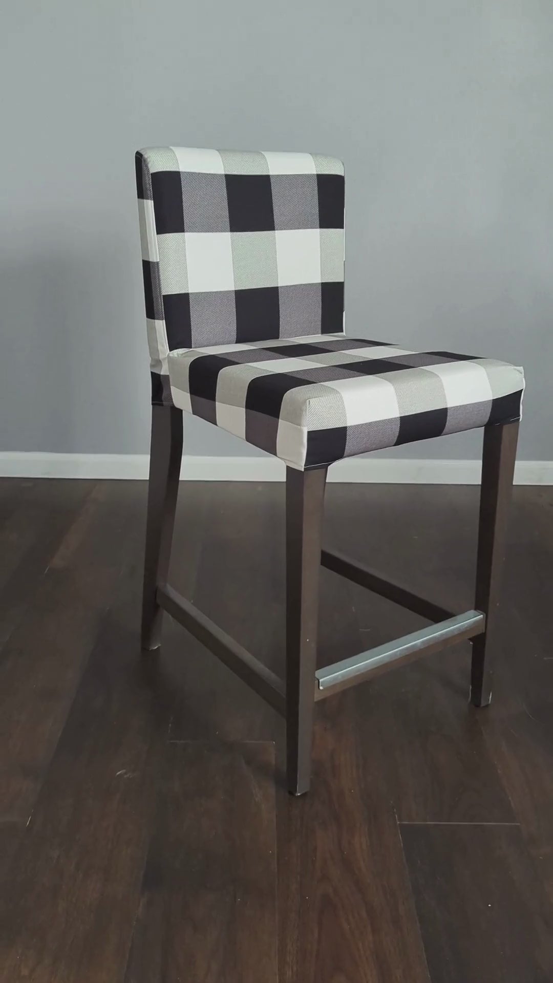 Schwarz karierte Barhockerbezüge, kompatibel mit IKEA Henriksdal, 2er-Set